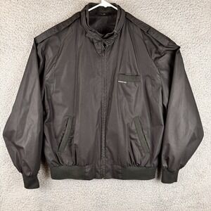 Vintage Members Only Black Bomber Jacket Size L Retro Racer Coat Chin Strap